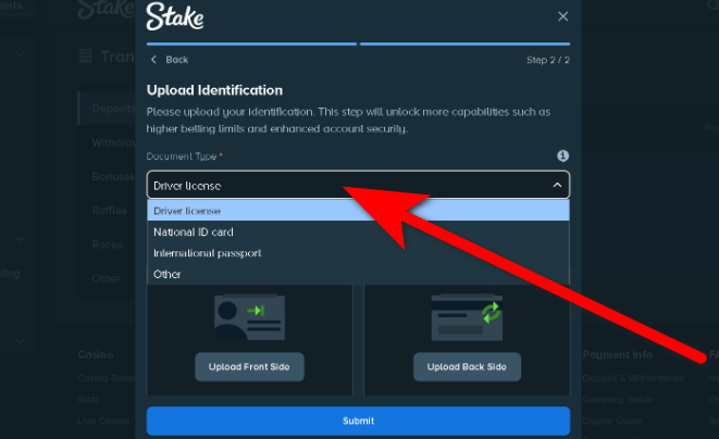Upload ID at Keno Stake Casino